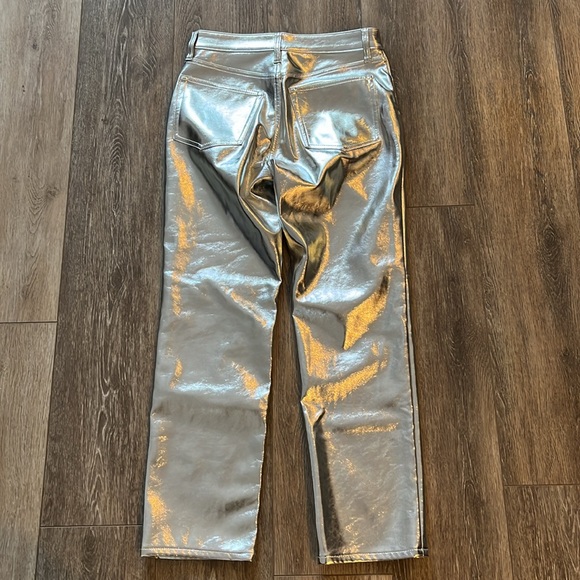 GAP Silver Faux Leather Pants Cheeky Straight High Rise Size 27| 4s - Picture 8 of 10